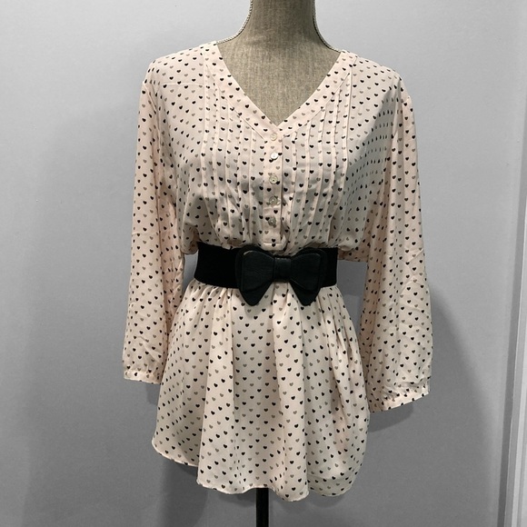 Rose & Olive Pink Heart Blouse 2X​​ - Picture 6 of 13